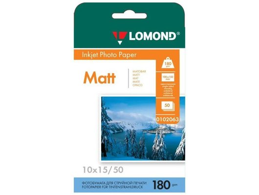 Фотобумага LOMOND 0102063 Матовая односторонняя 10x15 180г/м2. 50л