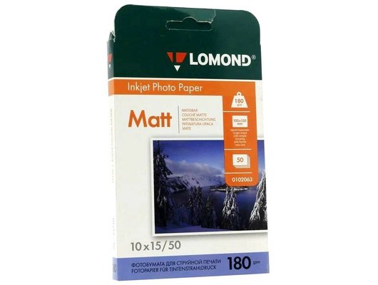 Фотобумага LOMOND 0102063 Матовая односторонняя 10x15 180г/м2. 50л