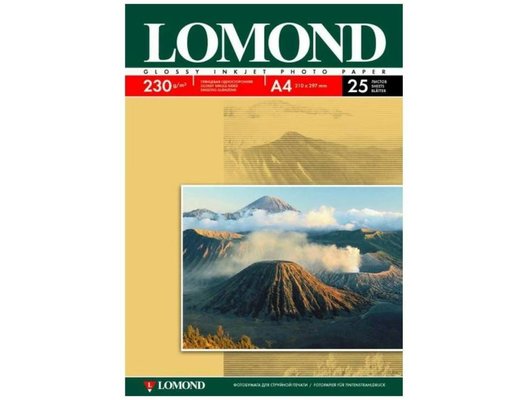Фотобумага LOMOND 0102049 Глянцевая односторонняя A4. 230г/м2. 25л