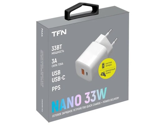 Зарядное устройство TFN СЗУ nano A+C PD 33W white б/кабеля TFN-WCRPD21