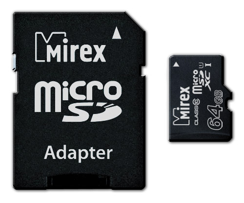 Карта памяти Mirex Mirex Microsdxc 64gb Class 10 Uhs-I + Адаптер (13613-Ad10sd64)