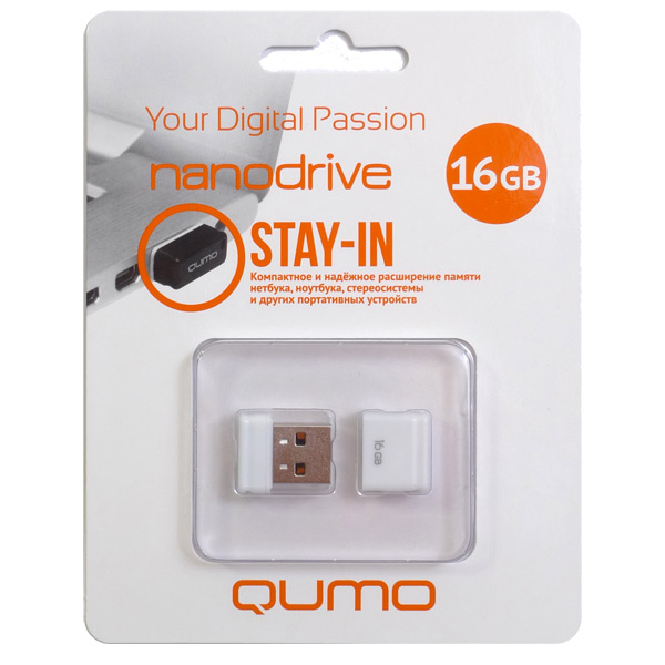 Флеш-диск Qumo 16gb Nano White