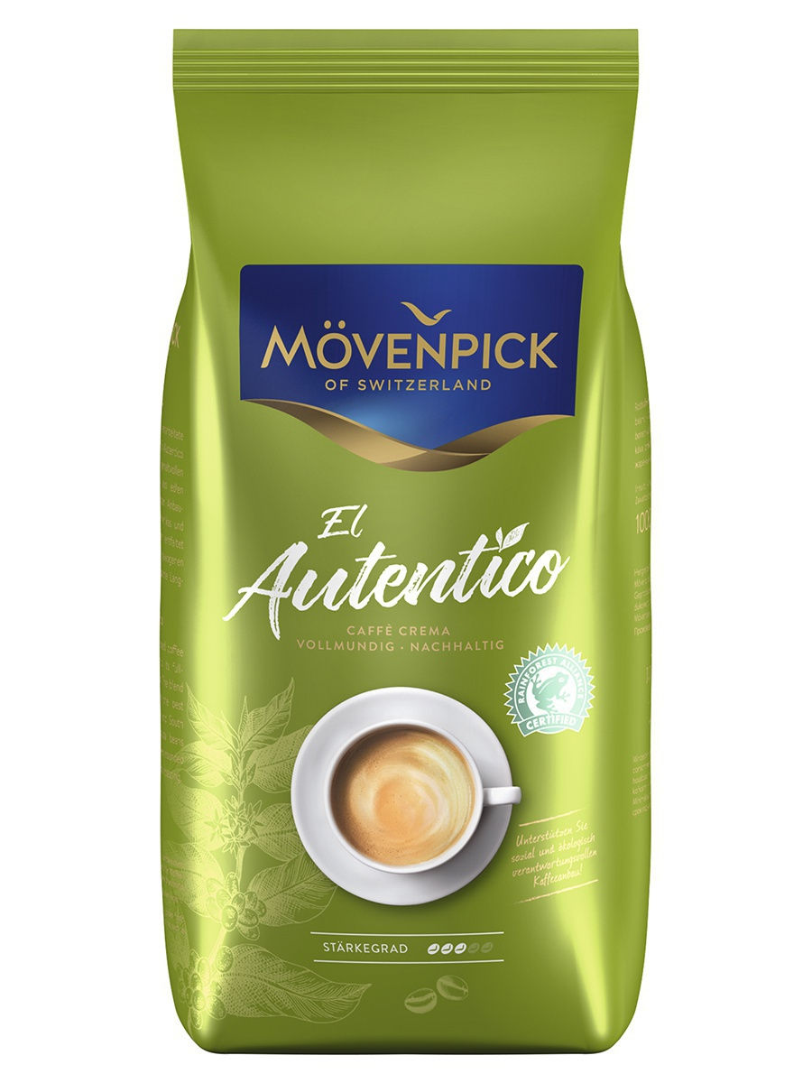 Кофе в зернах Movenpick El Autentico Caffe Crema Rfa 1000гр 454654 - фото 1