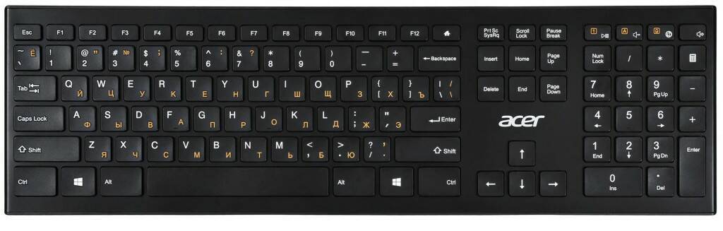 Клавиатура беспроводная Acer okr010 черный slim (zl.kbdee.003) okr010 черный slim (zl.kbdee.003) - фото 1