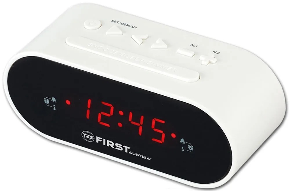 Настольные часы First 2406-5-Wi Lcd-Дисплей 0.8, цвет белый