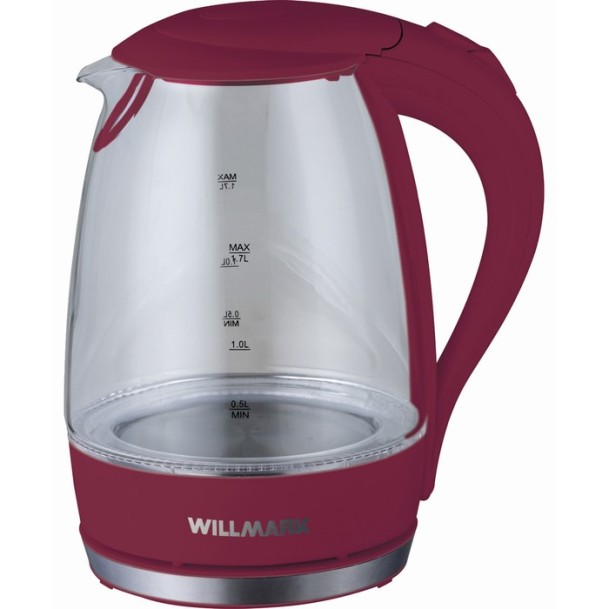 Чайник электрический Willmark Wek-1708g Бордовый 494397 - фото 1