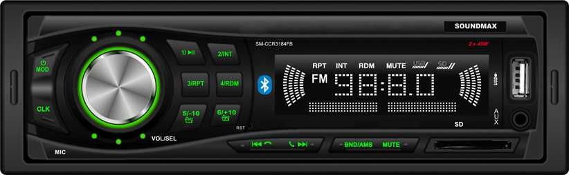 Автомагнитола Soundmax Sm-Ccr3184fb, размер 1 din, цвет нет