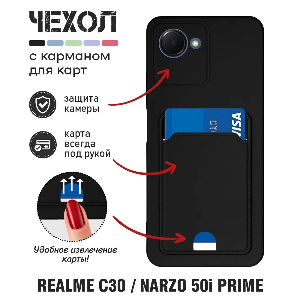 Чехол Df Для Realme C30 Rmcardcase-01 (Black), цвет черный