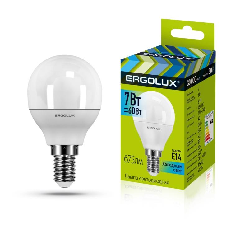 Лампочки LED E14 Ergolux led-g45-7w-e14-4k - фото 1