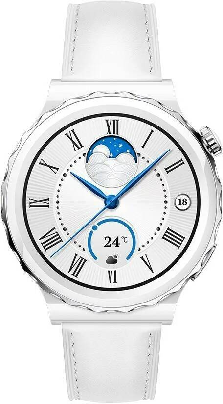 Смарт часы Huawei watch gt 3 pro white leather strap (frigga-b19v)