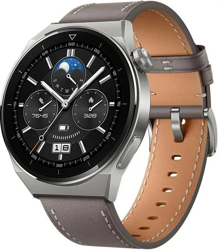 Смарт часы Huawei watch gt 3 pro grey leather strap (odin-b19v) watch gt 3 pro grey leather strap (odin-b19v) - фото 1