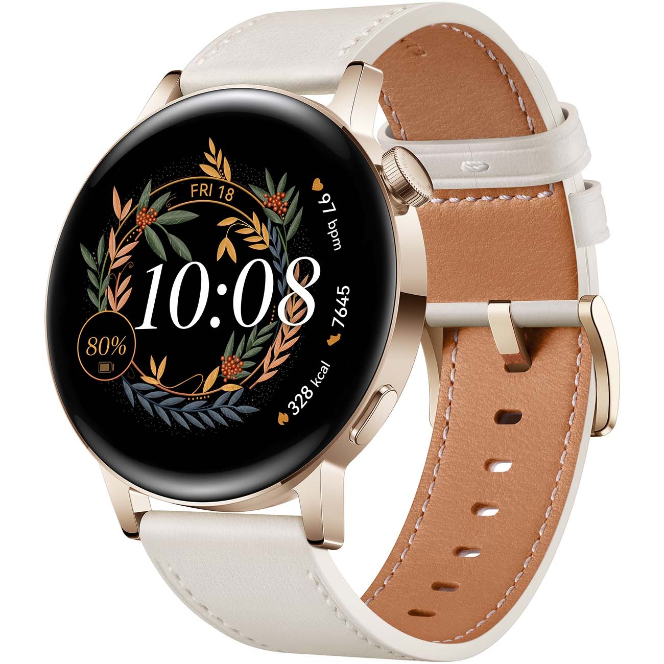 Смарт часы Huawei watch gt 3 white leather strap (milo-b19v)