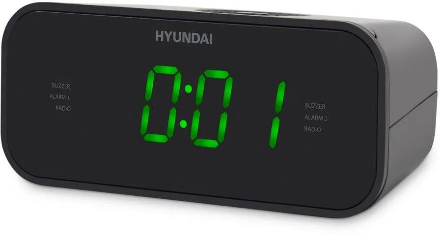 Настольные часы Hyundai hyundai h-rcl221 черный зеленая подстветка - фото 1