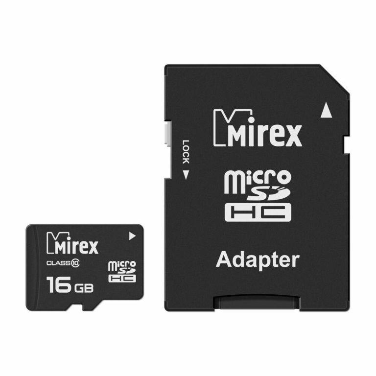 Карта памяти Mirex mirex microsdhc 16gb class 10+адаптер(13613-ad10sd16)